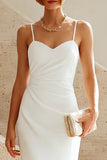 Robe Midi fronceuse à bretelles blanches de sirène