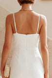 Robe Midi fronceuse à bretelles blanches de sirène