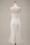Robe Midi fronceuse à bretelles blanches de sirène
