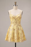 Robe de bal à la maison jaune à bretelles fines à bretelles fines