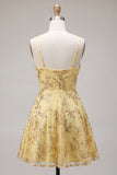 Robe de bal à la maison jaune à bretelles fines à bretelles fines