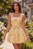 Robe de fin d’année à la maison brodée à fleurs brodée en ligne A