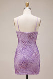 Robe de rentrée à la maison avec bretelles fines Plum Bodycon Bodycon, Corset, sequins, robe de rentrée avec nœud