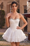 Corset En dentelle Sweetheart Ligne Blanche Courte de rentrée à la maison avec volants