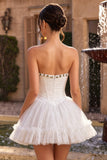 Corset En dentelle Sweetheart Ligne Blanche Courte de rentrée à la maison avec volants