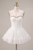 Corset En dentelle Sweetheart Ligne Blanche Courte de rentrée à la maison avec volants