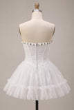 Corset En dentelle Sweetheart Ligne Blanche Courte de rentrée à la maison avec volants