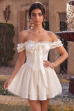 Corset ivoire à épaule décollée robe de balles en satin avec volants