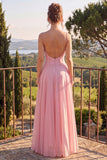 Robe Maxi dos sans dos à longues bretelles en chiffon bleu en mousseline A-Line avec volants