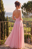 Robe Maxi dos sans dos à longues bretelles en chiffon bleu en mousseline A-Line avec volants