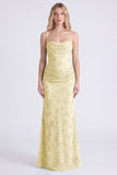 Longue robe de demoiselle d’honneur à bretelles fines en sirène sage florale en chiffon