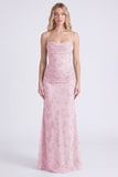 Longue robe de demoiselle d’honneur à bretelles fines en sirène sage florale en chiffon