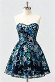 Robe de retour à la maison avec des paillettes florales ligne A et dentelle remontée