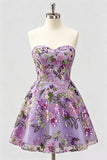 Robe de retour à la maison avec des paillettes florales ligne A et dentelle remontée