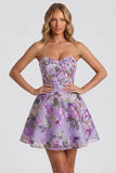 Robe de retour à la maison avec des paillettes florales ligne A et dentelle remontée