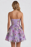 Robe de retour à la maison avec des paillettes florales ligne A et dentelle remontée