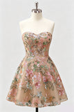 Robe de retour à la maison avec des paillettes florales ligne A et dentelle remontée