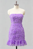 Robe de bal de la rentrée, bleu clair, bodycon, bustière, à volants, perlées à fleurs, avec lacet dans le dos