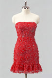 Robe de bal de la rentrée, bleu clair, bodycon, bustière, à volants, perlées à fleurs, avec lacet dans le dos