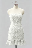 Robe de bal de la rentrée, bleu clair, bodycon, bustière, à volants, perlées à fleurs, avec lacet dans le dos
