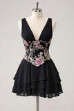 Robe de rentrée rose rose à col en V à paillettes en rangées avec dentelle dans le dos