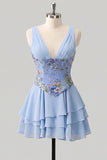 Robe de rentrée rose rose à col en V à paillettes en rangées avec dentelle dans le dos