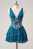 Robe de rentrée rose rose à col en V à paillettes en rangées avec dentelle dans le dos