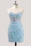Robe de rentrée bodycon, corset fleuri transparent sans bretelles, paillettes à la maison avec dentelle dans le dos