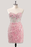 Robe de rentrée bodycon, corset fleuri transparent sans bretelles, paillettes à la maison avec dentelle dans le dos