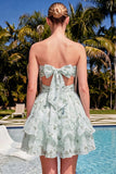 Robe de rentrée rose rose à volants à volants Sweetheart A-Line avec nœud