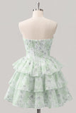 Sweetheart robe courte de rentrée à fleurs rose en A-Line