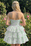 Sweetheart robe courte de rentrée à fleurs rose en A-Line