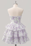 Sweetheart robe courte de rentrée à fleurs rose en A-Line