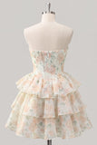 Sweetheart robe courte de rentrée à fleurs rose en A-Line
