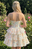 Sweetheart robe courte de rentrée à fleurs rose en A-Line
