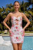 Robe de bal à la maison avec des paillettes bodycon, Twiny Cuty Cuty White Lock Hole Bodycon, avec lacet dans le dos