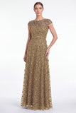 Robe longue de la mère de la mariée à manches longues à col rond bleu marine marine