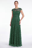 Robe longue de la mère de la mariée à manches longues à col rond bleu marine marine