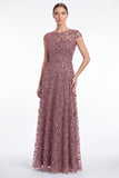 Robe longue de la mère de la mariée à manches longues à col rond bleu marine marine