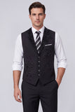 Veste de costume noir à revers à pointe simple boutonné avec perles