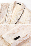 Costumes de bal Jacquard en châle doré à revers 2 pièces un bouton, costumes de bal Jacquard