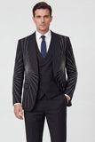 Costumes de bal pour hommes à revers châle noir 3 pièces avec un bouton et perles