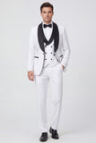 Costumes de bal pour hommes à revers châle noir 3 pièces avec un bouton et perles