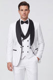 Costumes de bal pour hommes à revers châle noir 3 pièces avec un bouton et perles