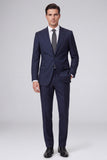 Costumes de bal pour hommes en bleu marine foncé 2 pièces à revers point, un bouton,