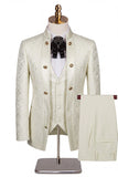 Costumes de bal Jacquard en fleurs beige 3 pièces un bouton