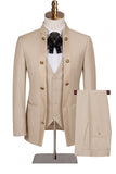 Costumes de bal Jacquard en fleurs beige 3 pièces un bouton
