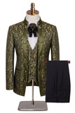 Costumes de bal Jacquard en fleurs beige 3 pièces un bouton