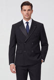 Costumes de bal double boutonnage noirs à revers noir en deux pièces pour hommes à boutonnage