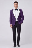 Costumes de bal pour hommes en revers Peak Red, deux pièces et un bouton,